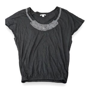 AEO Size XS Beaded Tie Back Elastic Waist Blouse